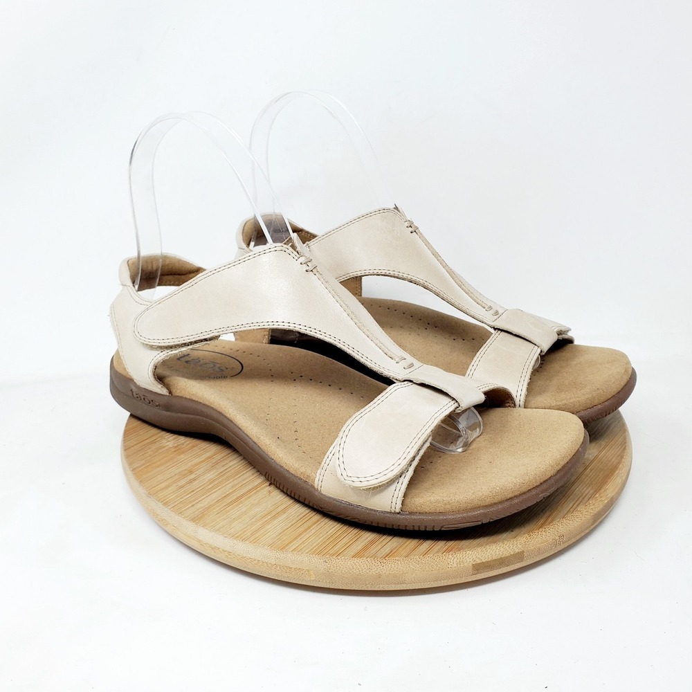 Taos The Show Sandals Womens 7 Leather Comfort Adjustable T Strap Shoes - Picture 6 of 13